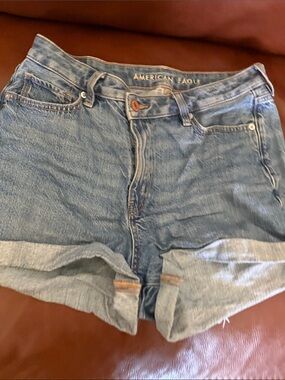 American Eagle Outfitters Light Blue Rolled-Hem Denim Shorts